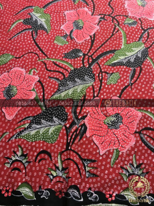Kain Batik Tulis Buketan Bunga Besar Marun