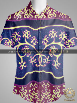 Kain Batik Kontemporer Modern Dayak Borneo Ungu