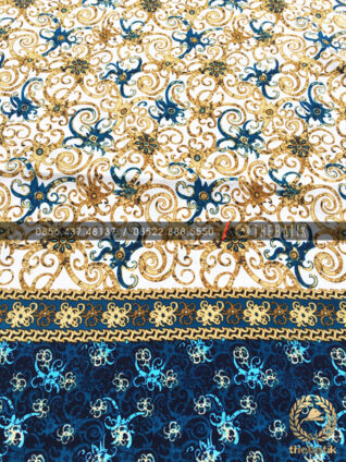 Kain Batik Meteran Bahan Halus Motif Dayak Putih Biru
