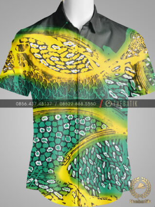 Kain Batik Gradasi Abstrak Hijau Kuning