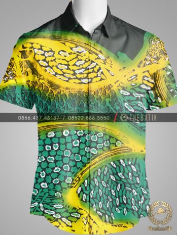 Kain Batik Gradasi Abstrak Hijau Kuning