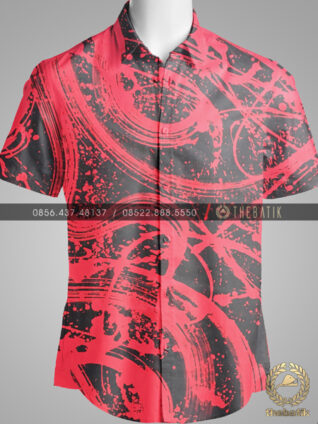 Kain Batik Modern Lukis Merah Hitam