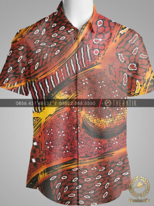 Kain Batik Kontemporer Gradasi Merah Coklat Sogan