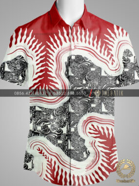 Kain Batik Abstrak Kontemporer Merah Putih Hitam