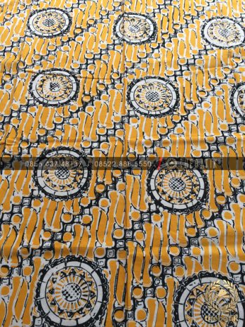 Kain Batik Cap Bahan Baju Motif Parang Bintang Kuning