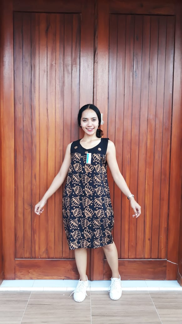 Daster Batik Tanpa Lengan Bahan Santung