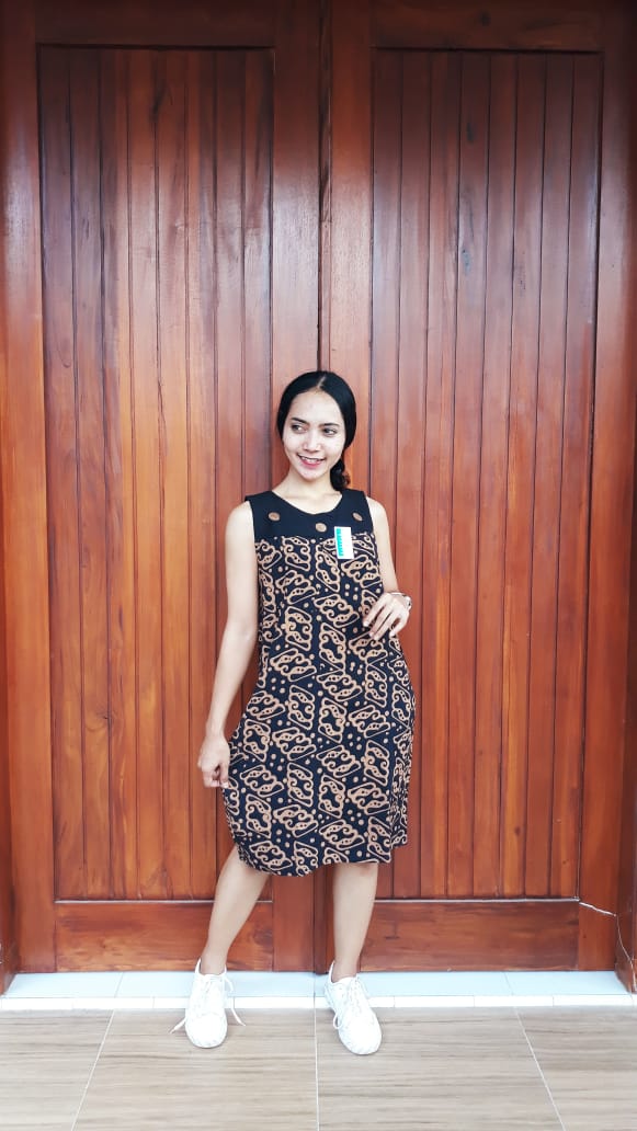 Daster Batik Tanpa Lengan Bahan Santung