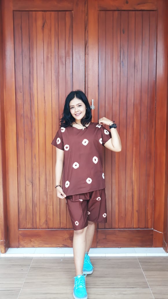 Setelan Batik Jumputan Kulot Celana Pendek