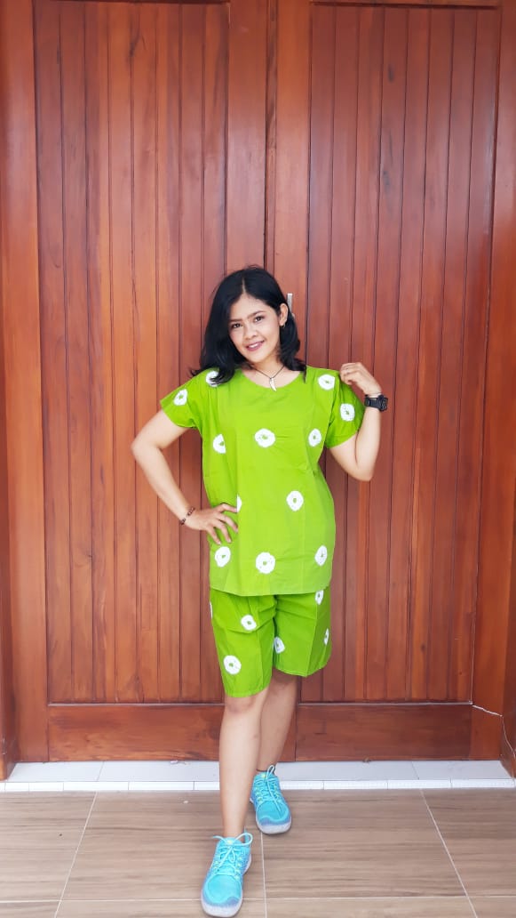 Setelan Batik Jumputan Kulot Celana Pendek
