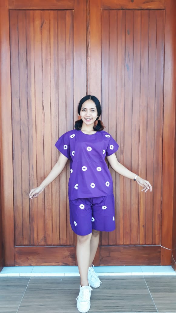 Setelan Batik Jumputan Kulot Celana Pendek