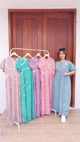 Dress Batik Cap BCL Lengan Pendek
