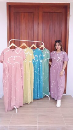 Dress Batik Cap Bahan Santung Model BCL