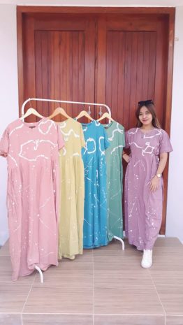 Dress Batik Cap Bahan Santung Model BCL