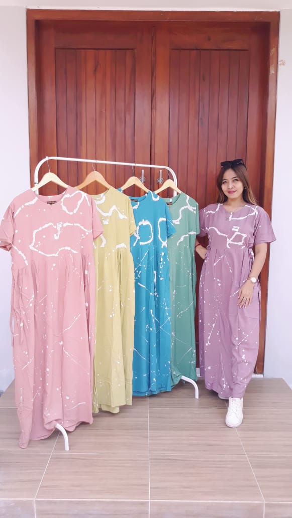 Dress Batik Cap Bahan Santung Model BCL