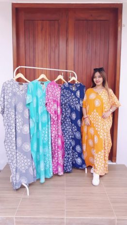 Long Dress Batik Kalong Lengan Pendek