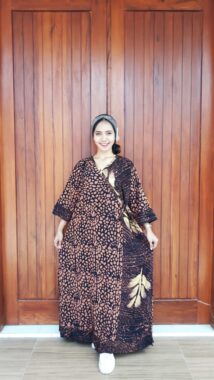 Long Dress Batik Kimono Jumbo Lengan 7/8