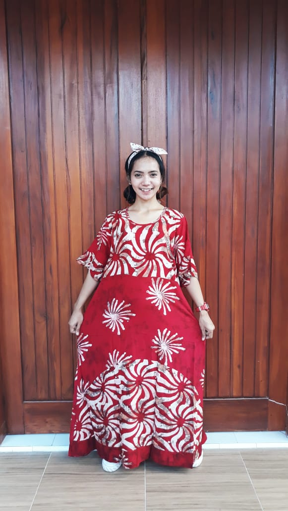 Jual Long  Dress  Batik  Selvie Lengan Pendek  THEBATIK CO ID