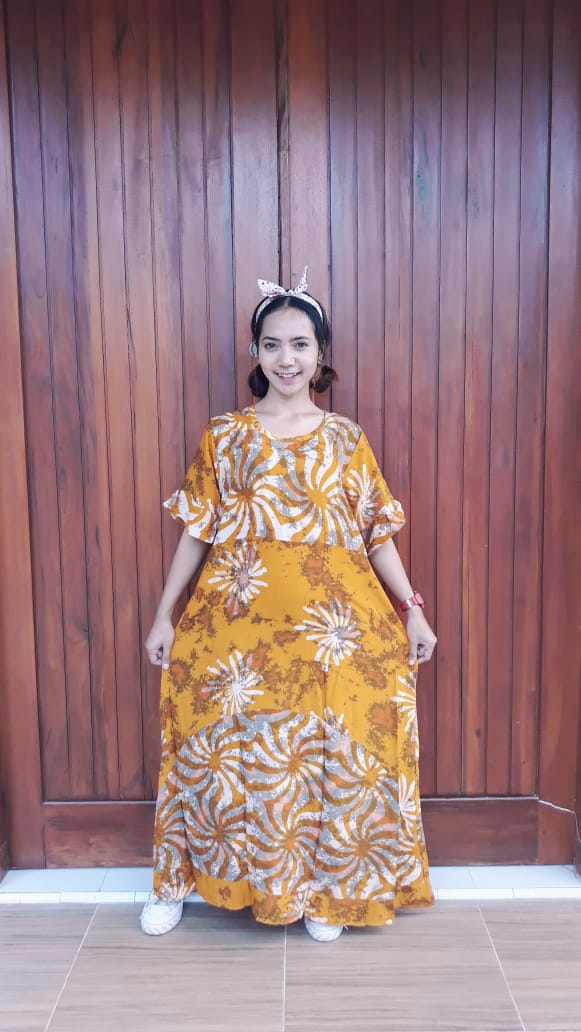 Long Dress Batik Selvie Lengan Pendek