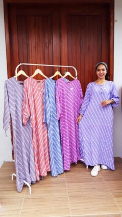 Longdress Batik Garis Amira Lengan Panjang