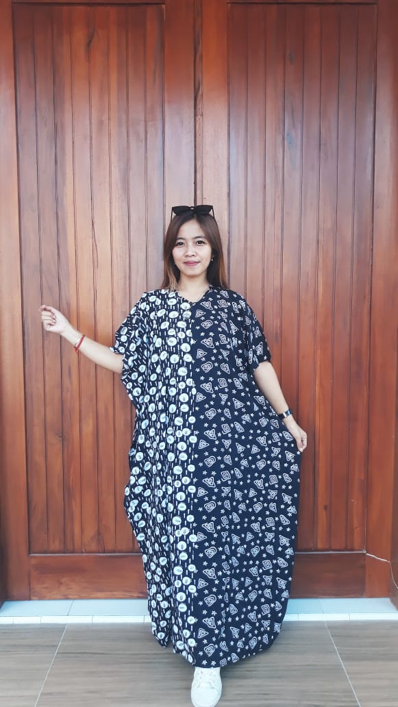 Longdress Lowo Cendana Hitam Lengan Pendek