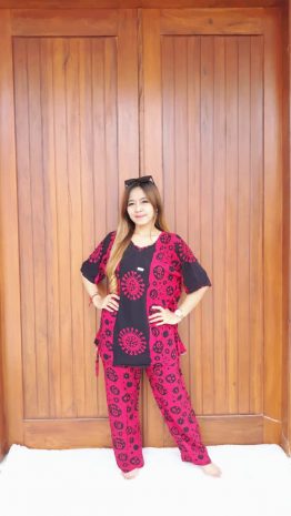 Baju Batik Setelan Celana Panjang Lengan 3/4