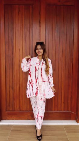 Baju Batik Setelan Jumputan Lengan Panjang