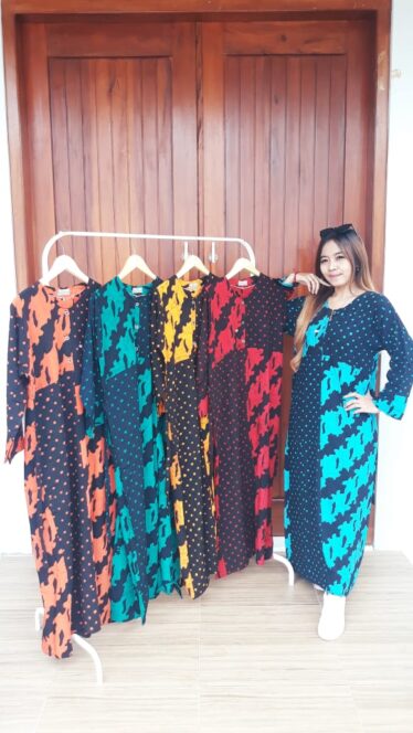 Baju Long Dress Batik Lengan Panjang