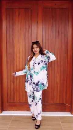 Baju Setelan Batik Jumputan Lengan Panjang