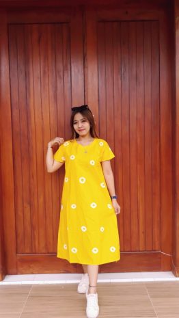 Daster Batik Jumputan Katun Lengan Pendek