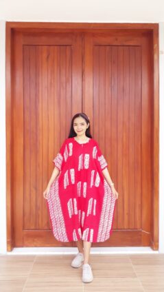 Daster Batik Merah Cendana Lengan Pendek