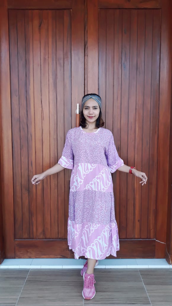 Daster Batik Panjang Susun Canda Pastel