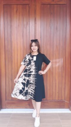 Daster Kaos Batik Shibory Hitam Pendek