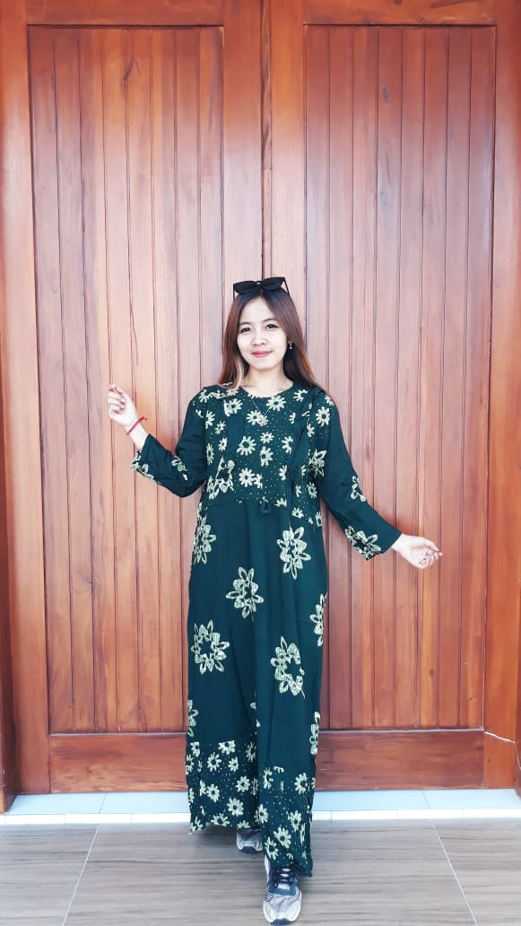 Long Dress Batik Ica Lengan 7/8