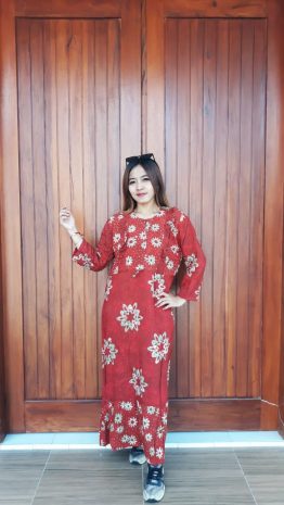 Long Dress Batik Ica Lengan 7/8