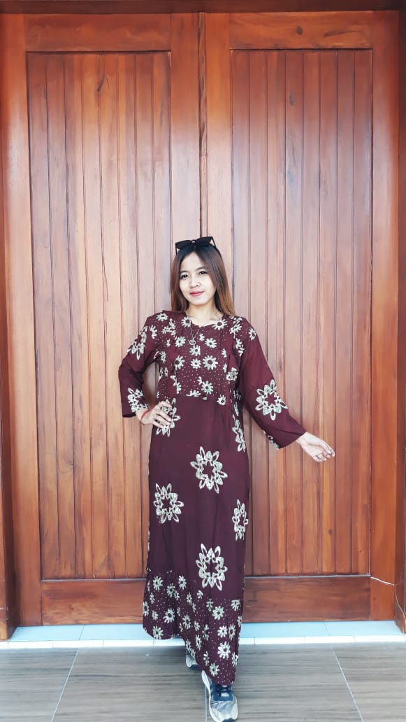 Long Dress Batik Ica Lengan 7/8