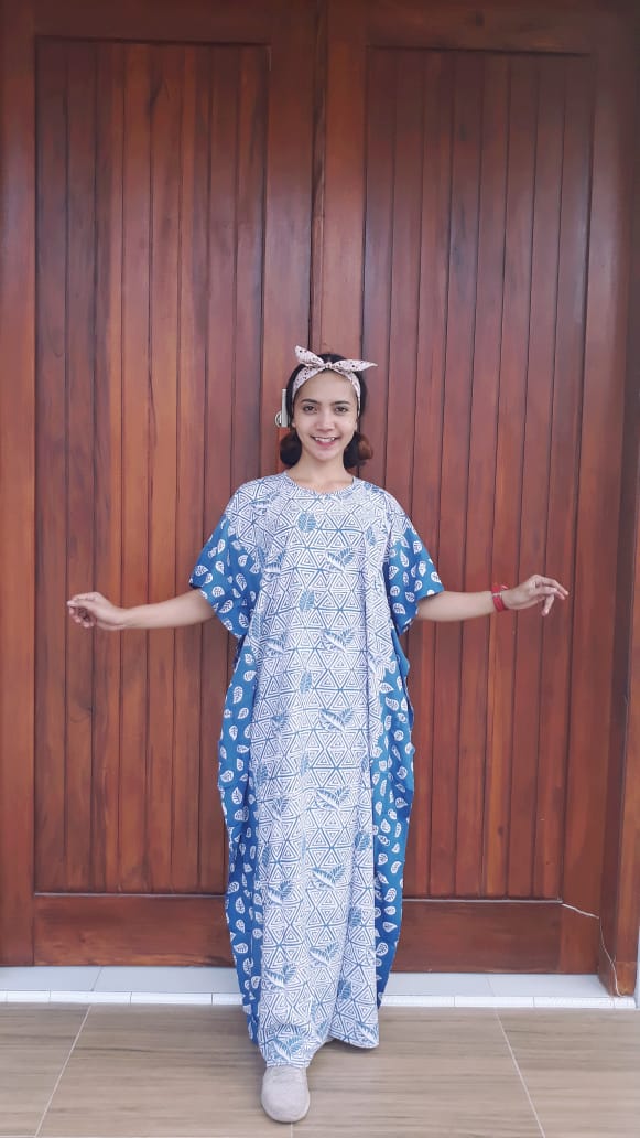 Long Dress Batik Kelelawar Cendana Biru