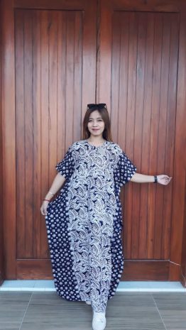 Long Dress Batik Kelelawar Cendana Biru