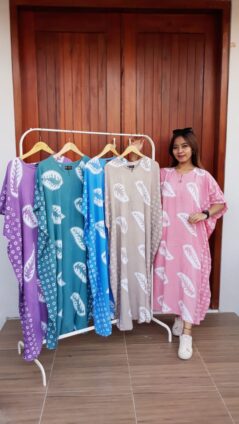 Long Dress Batik Kelelawar Warna Pastel