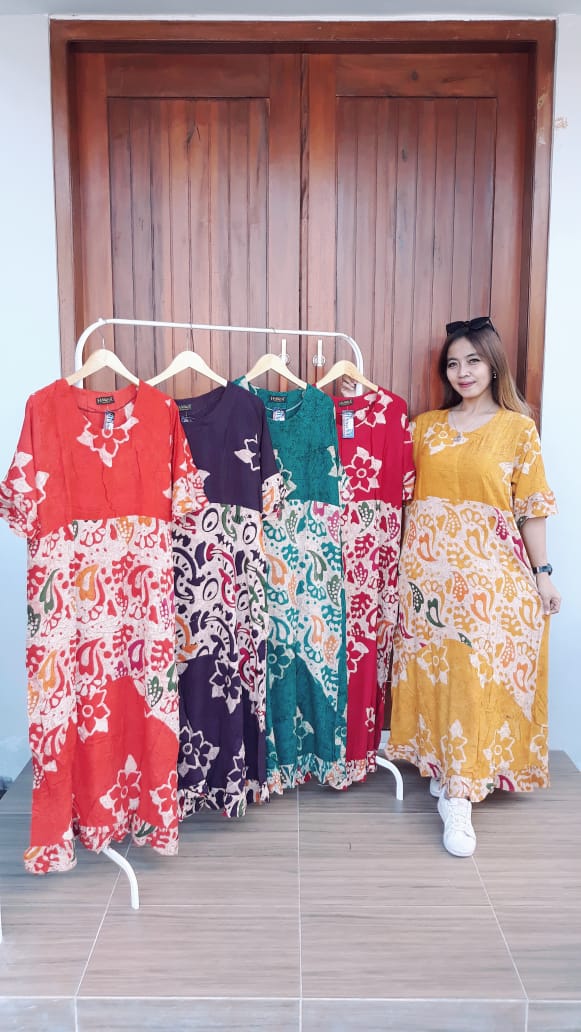 Long Dress Batik Pendek Selvie Warna