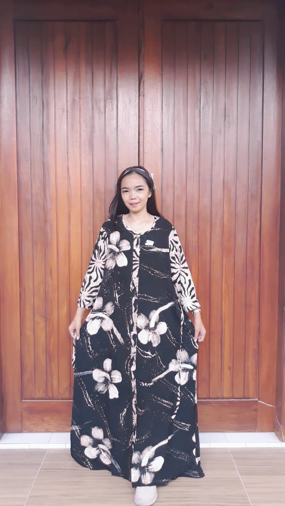 Long Dress Batik Savana Lengan 7/8