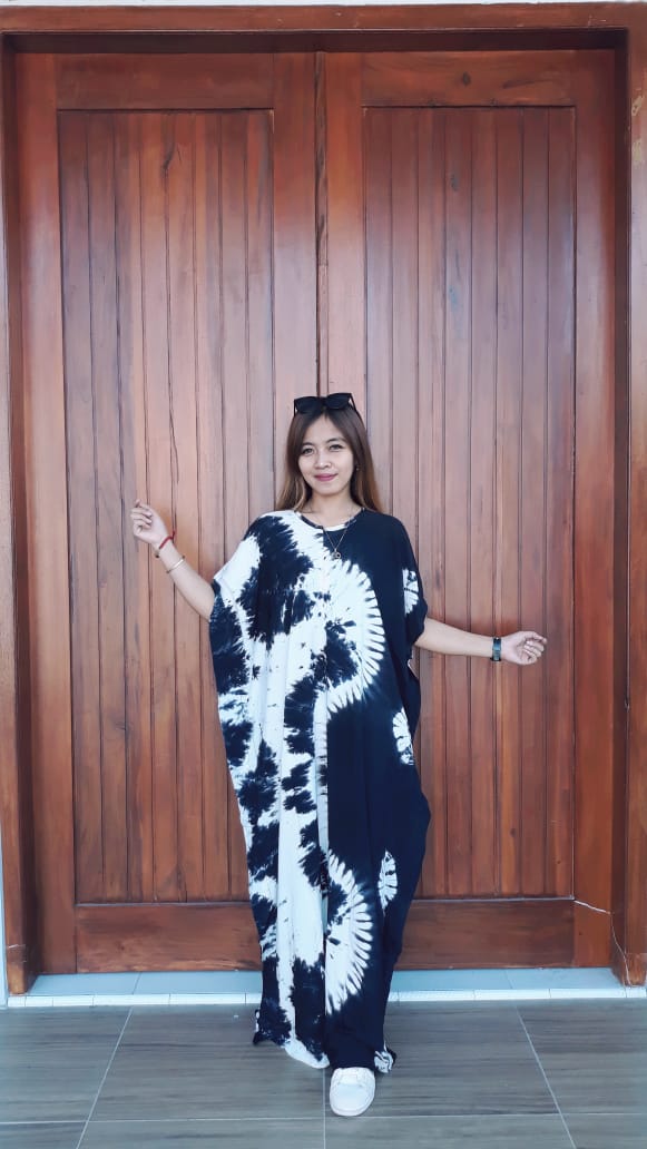 Long Dress Batik Shibori Lowo Navy