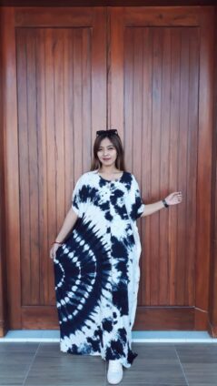 Long Dress Batik Shibori Lowo Navy