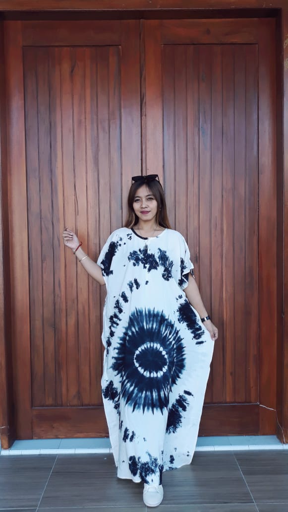 Long Dress Batik Shibori Lowo Navy