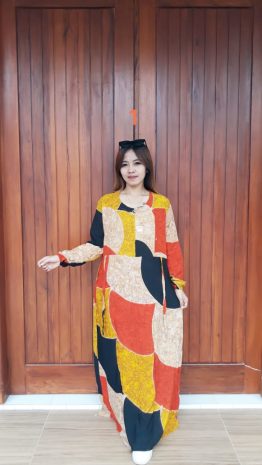 Long Dress Batik Talia Lengan Panjang