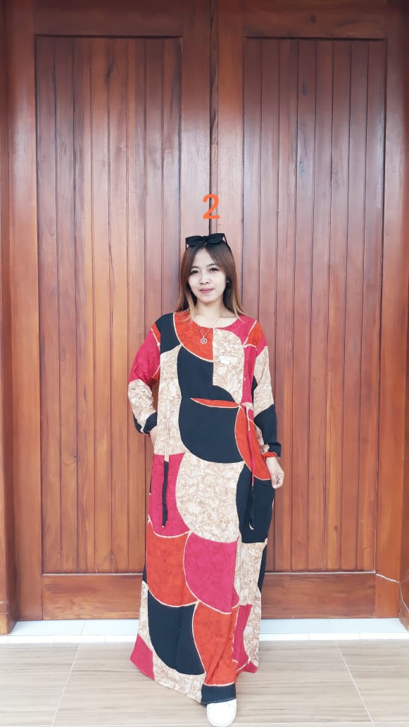 Long Dress Batik Talia Lengan Panjang