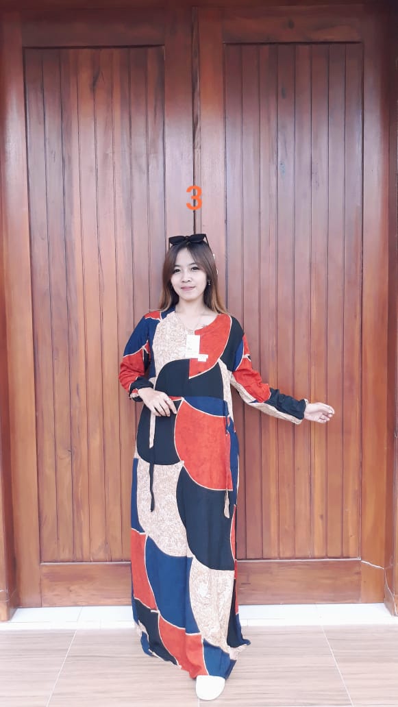 Long Dress Batik Talia Lengan Panjang