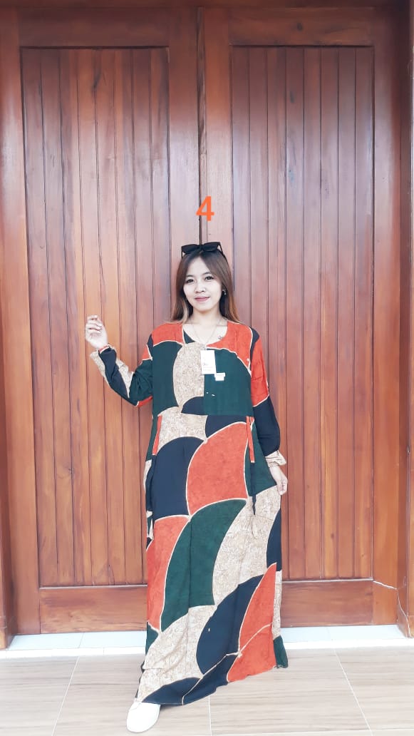 Long Dress Batik Talia Lengan Panjang
