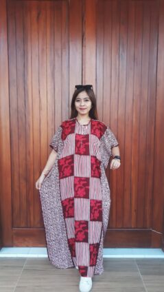 Longdress Lowo Batik Cendana Lengan Pendek