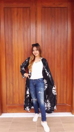 Outer Panjang Batik Jumputan Bahan Santung