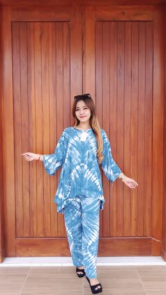 Setelan Batik Jumputan Celana Panjang Santung